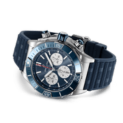 Breitling Super Chronomat B01 44 Blue Dial Blue Rubber Strap Watch for Men - AB0136161C1S1