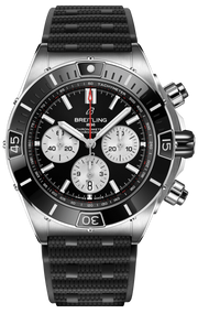 Breitling Super Chronomat B01 44 Black Dial Black Rubber Strap Watch for Men - AB0136251B1S1