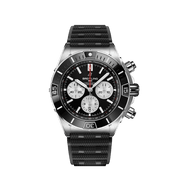 Breitling Super Chronomat B01 44 Black Dial Black Rubber Strap Watch for Men - AB0136251B1S1