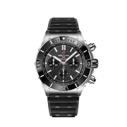Breitling Super Chronomat B01 44 Black Dial Black Rubber Strap Watch for Men - AB0136251B2S1