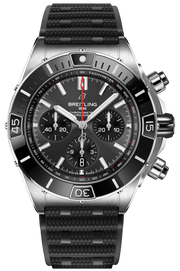 Breitling Super Chronomat B01 44 Black Dial Black Rubber Strap Watch for Men - AB0136251B2S1