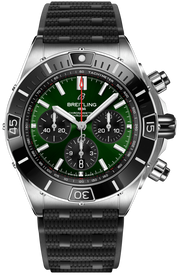 Breitling Super Chronomat B01 44 Green Dial Black Rubber Strap Watch for Men - AB0136251L1S1