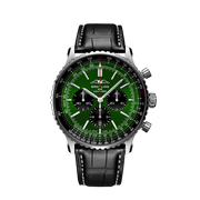 Breitling Navitimer B01 Chronograph 46 Green Dial Black Leather Strap Watch for Men - AB0137241L1P1