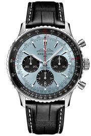 Breitling Navitimer B01 Chronograph 43 Blue Dial Black Leather Strap Watch for Men - AB0138241C1P1