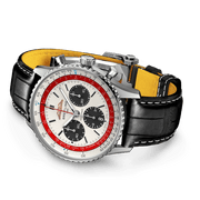 Breitling Navitimer B01 Chronograph 43 Boeing 747 White Dial Black Leather Strap Watch for Men - AB01383B1G1P1