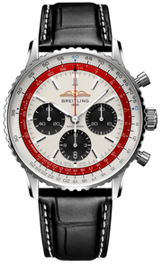 Breitling Navitimer B01 Chronograph 43 Boeing 747 White Dial Black Leather Strap Watch for Men - AB01383B1G1P1