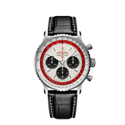 Breitling Navitimer B01 Chronograph 43 Boeing 747 White Dial Black Leather Strap Watch for Men - AB01383B1G1P1