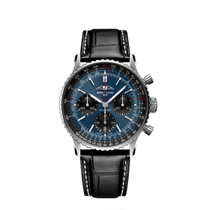 Breitling Navitimer B01 Chronograph 41 Blue Dial Black Leather Strap Watch for Men - AB0139241C1P1