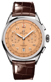 Breitling Premier B01 Chronograph 42 Beige Dial Brown Leather Strap Watch for Men - AB0145331K1P1