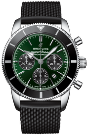Breitling Superocean Heritage B01 Chronograph 44 Limited Edition Green Dial Black Mesh Bracelet Watch for Men - AB01621A1L1S1