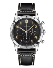 Breitling Avi Ref. 765 1953 Re-Edition Black Dial Black Leather Strap Watch for Men - AB0920131B1X1