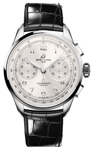 Breitling Premier B09 Chronograph 40 White Dial Black Leather Strap Watch for Men - AB0930371G1P1