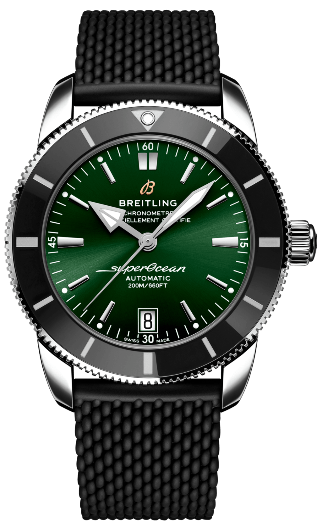 Breitling Superocean Heritage B20 Automatic 42 Green Dial Black Mesh Bracelet Watch for Women - AB2010121L1S1