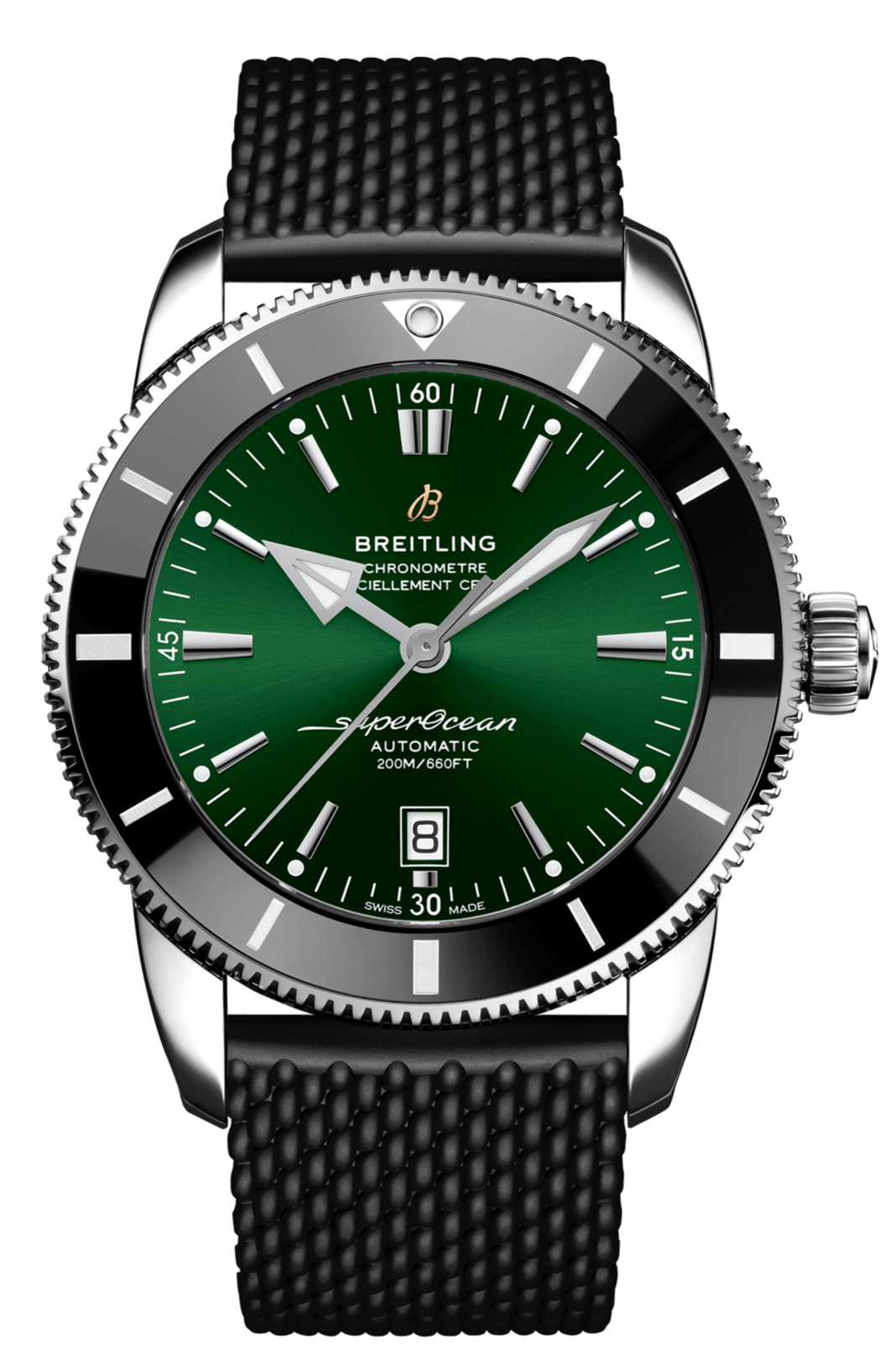 Breitling Superocean Heritage B20 Automatic 46 Green Dial Black Mesh Bracelet Watch for Men - AB2020121L1S1