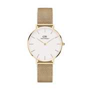 Daniel Wellington Classic Petite Evergold White Dial Gold Mesh Bracelet Watch For Women - DW00100346