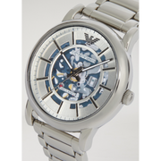 Emporio Armani Meccanico Automatic Silver Dial Silver Steel Strap Watch for Men - AR60006