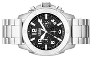 Fossil Modern Machine Black Dial Silver Steel Strap Watch for Men - FS4926