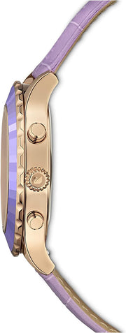 Swarovski Octea Lux Chrono Purple Dial Purple Leather Strap Watch for Women - 56322638