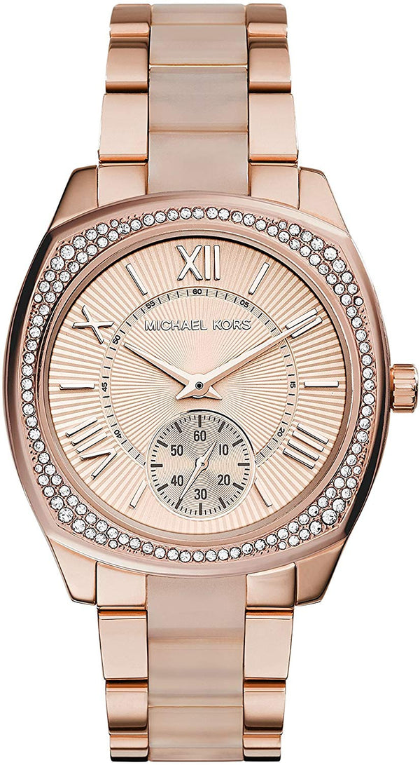 Michael Kors Bryn Rose Gold Dial Two Tone Steel Strap Watch for Women - MK6135
