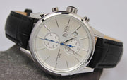 Hugo Boss Jet Chronograph White Dial Black Leather Strap Watch for Men - 1513282