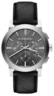 Burberry The City Grey Dial Black Leather Strap Watch for Men - BU9359