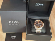 Hugo Boss Driver Sport Chronograph Grey Dial Two Tone Steel Strap Watch for Men - 1513094