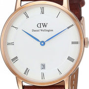 Daniel Wellington Dapper St Mawes White Dial Brown Leather Strap Watch For Women - DW00100091