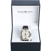 Maurice Lacroix Aikon Chronograph White Dial Brown Leather Strap Watch For Men - AI1018-PVY11-132-1
