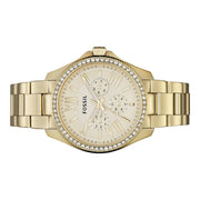 Fossil Cecile Chronograph Gold Dial Gold Steel Strap Watch for Women - AM4482