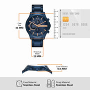 Armani Exchange Hampton Chronograph Blue Dial Blue Steel Strap Watch For Men - AX2430