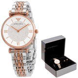 Emporio Armani Gianni T Bar White Dial Two Tone Steel Strap Watch For Women - AR80035