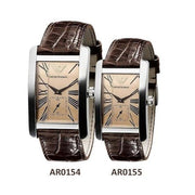 Emporio Armani Classic Beige Dial Brown Leather Strap Watch For Men - AR0154