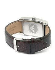 Emporio Armani Classic Beige Dial Brown Leather Strap Watch For Women - AR0155