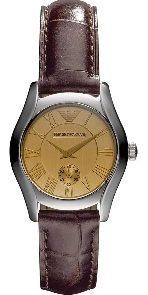 EMPORIO ARMANI ブラウン レザージャケット Emporio Armani Classic Quartz Beige Dial Brown Leather Strap Watch