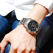 Emporio Armani Valente Chronograph Quartz Black Dial Silver Steel Strap Watch For Men - AR11083