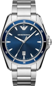 Emporio Armani Sigma Blue Dial Silver Steel Strap Watch for Men - AR11100