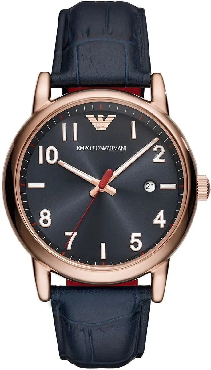 Emporio Armani Luigi Blue Dial Blue Leather Strap Watch for Men - AR11135