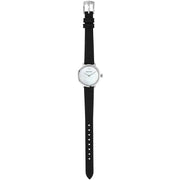 Emporio Armani Modern White Dial Black Leather Strap Watch For Women - AR11159