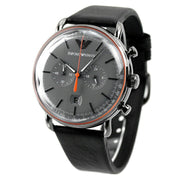 Emporio Armani Aviator Grey Dial Grey Leather Strap Watch For Men - AR11168