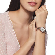 Emporio Armani Arianna Analog Mother of Pearl Dial Rose Gold Steel Strap Watch For Women - AR11196
