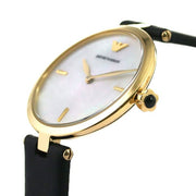 Emporio Armani Arianna Analog Silver Dial Black Leather Strap Watch For Women - AR11200