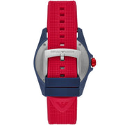 Emporio Armani Sigma Silver Dial Red Silicone Strap Watch for Men - AR11219