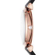 Emporio Armani Gianni T-Bar White Dial Black Leather Strap Watch for Women - AR11270