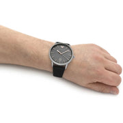 Emporio Armani Ruggero Grey Dial Black Leather Strap Watch for Men  - AR11277