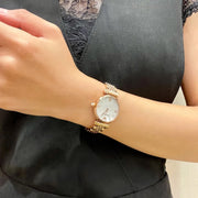 Emporio Armani Gianni T-Bar Mother of Pearl Dial Rose Gold Steel Strap Watch For Women - AR11316
