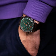 Emporio Armani Aviator Green Dial Brown Leather Strap Watch for Men - AR11334