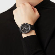 Emporio Armani Mario Chronograph Black Dial Black Nylon Strap Watch For Men - AR11453