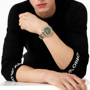 Emporio Armani Chronograph Black Dial Two Tone Steel Strap Watch For Men - AR11521
