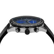 Emporio Armani Mario Chronograph Blue Dial Black Leather Strap Watch For Men - AR11522