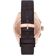 Emporio Armani Federico Chronograph Blue Dial Brown Leather Strap Watch For Men - AR11563